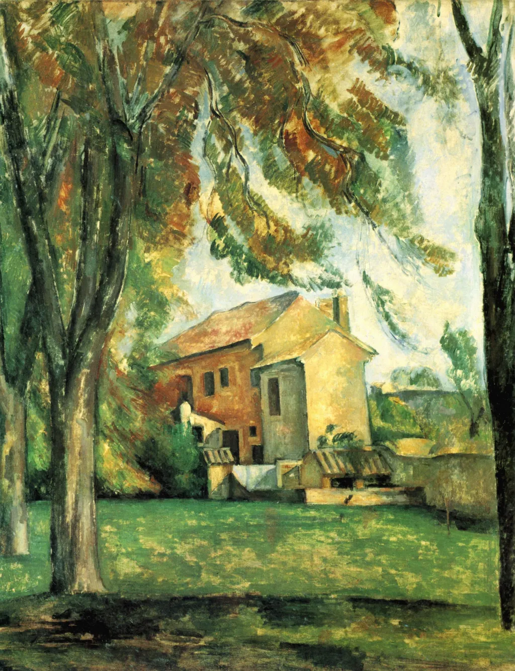 Farmhouse and Chestnut Trees at Jas de Bouffan, by Paul Cezanne, oil, 1892