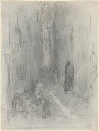 A Backstreet in London, by Gustave Doré, graphite, 1868