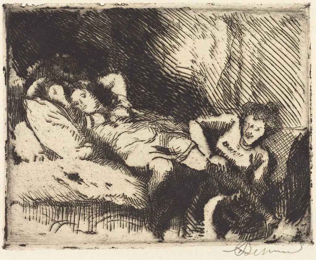 Going to Bed (Le coucher), by Paul-Albert Besnard, ink, 1913