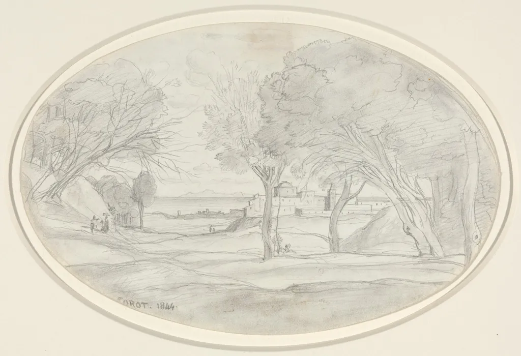 Souvenir of Tuscany, by Jean Baptiste Camille Corot, graphite, 1844