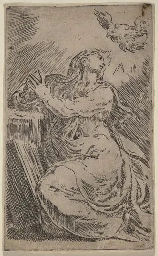 The Annunciation, by Parmigianino, ink, 1522