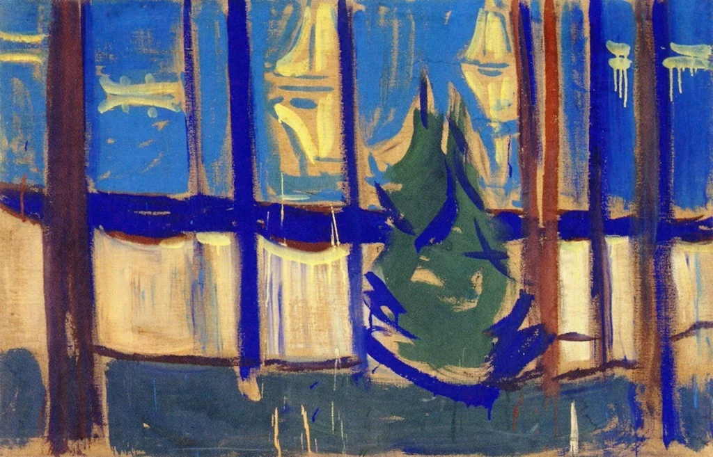 Beach Landscape with Trees and Boats, detail