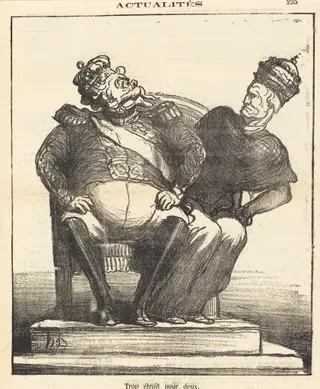 Trop étroit pour deux, by Honoré Daumier, 1870