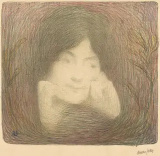 Mlle Moréno de la Comédie-Française, by Edmond Aman-Jean, ink, 1897