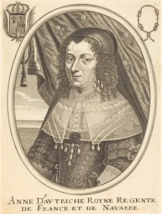 Anne of Austria, by Balthasar Moncornet, ink, 1634