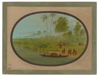 Painting the Tobos Chief, by George Catlin, oil, 1862