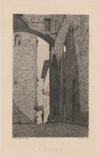 A Pistoia [In Pistoia], by Telemaco Signorini, ink, 1872