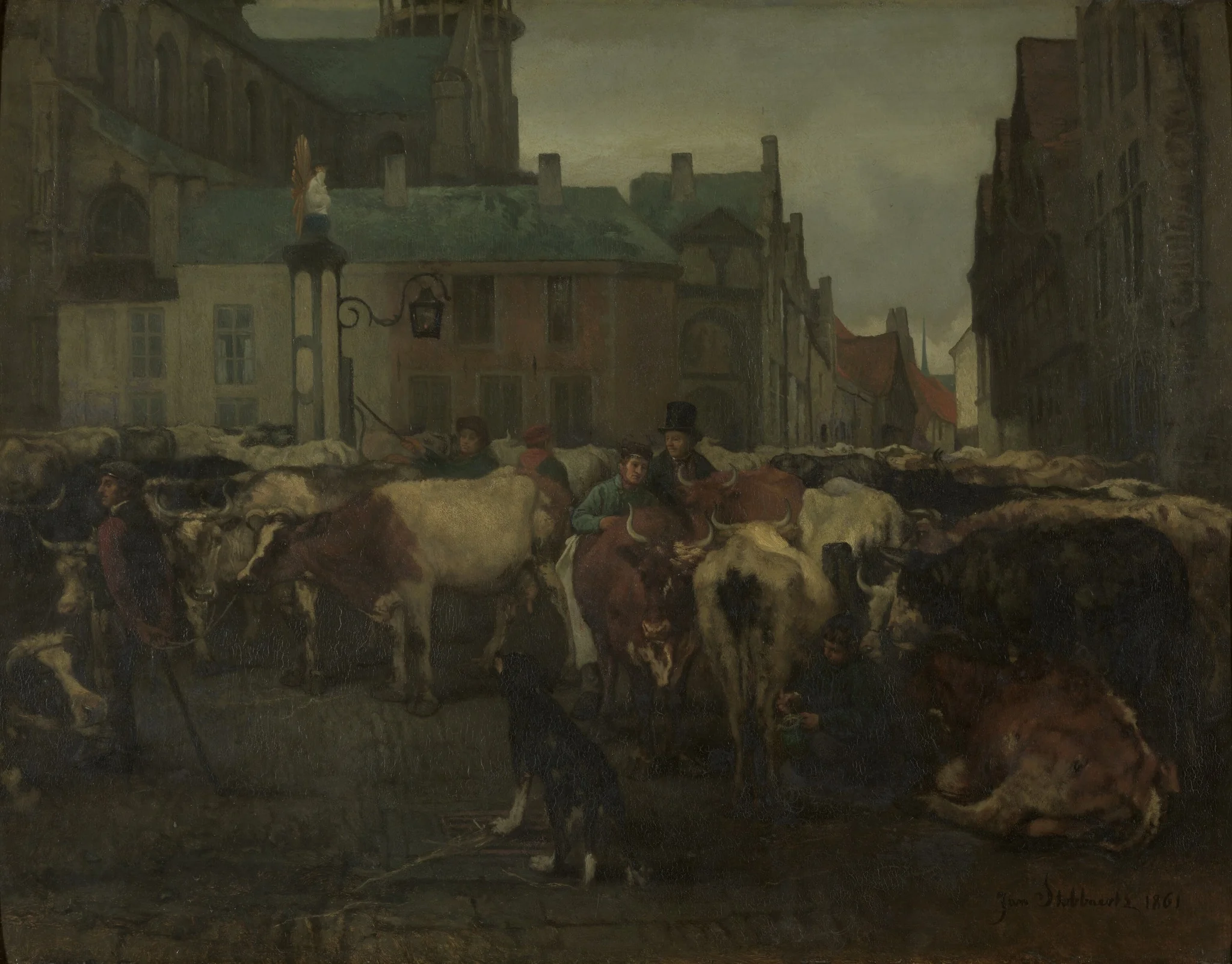The Cattle Market in Antwerp, detail