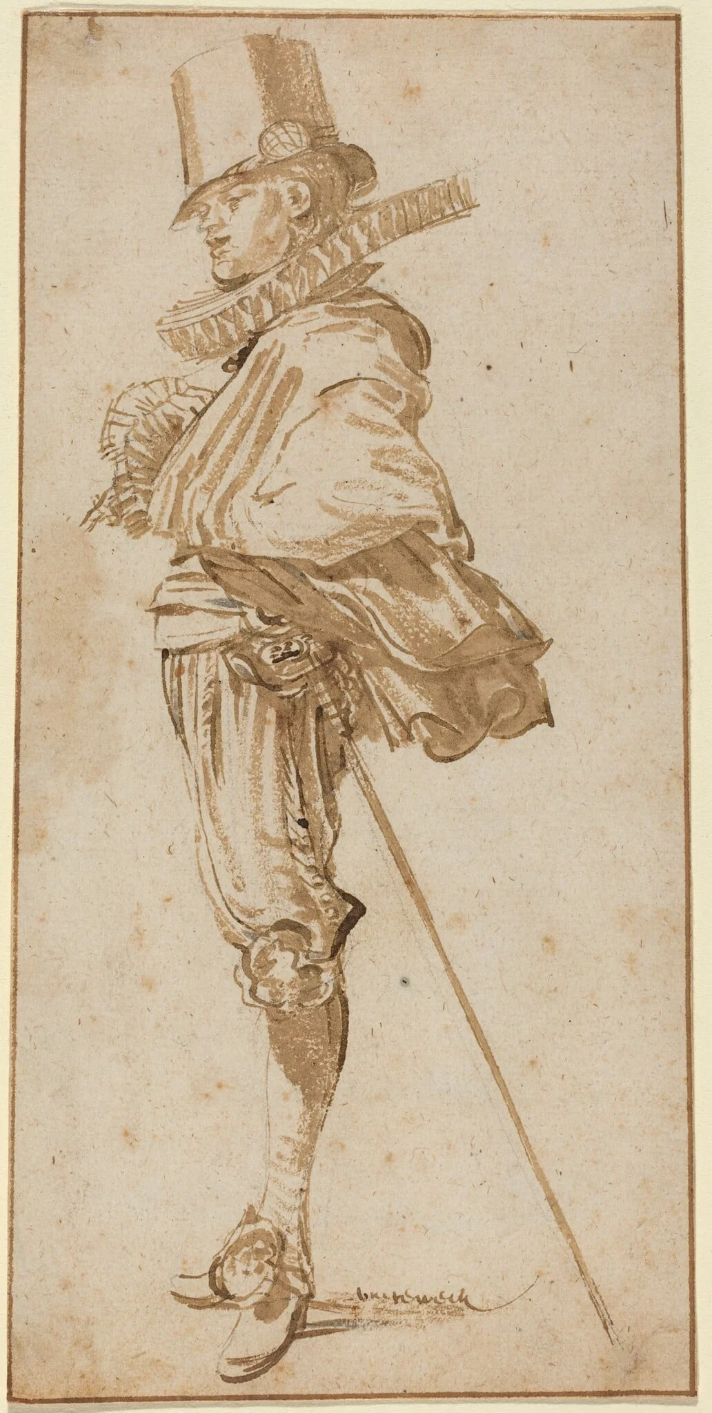 Standing Cavalier Wearing a Sword, detail