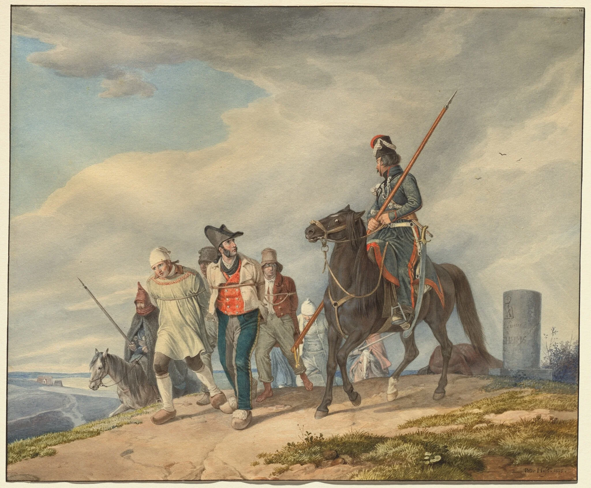 Three Armed Riders Escorting Prisoners near Reims, detail