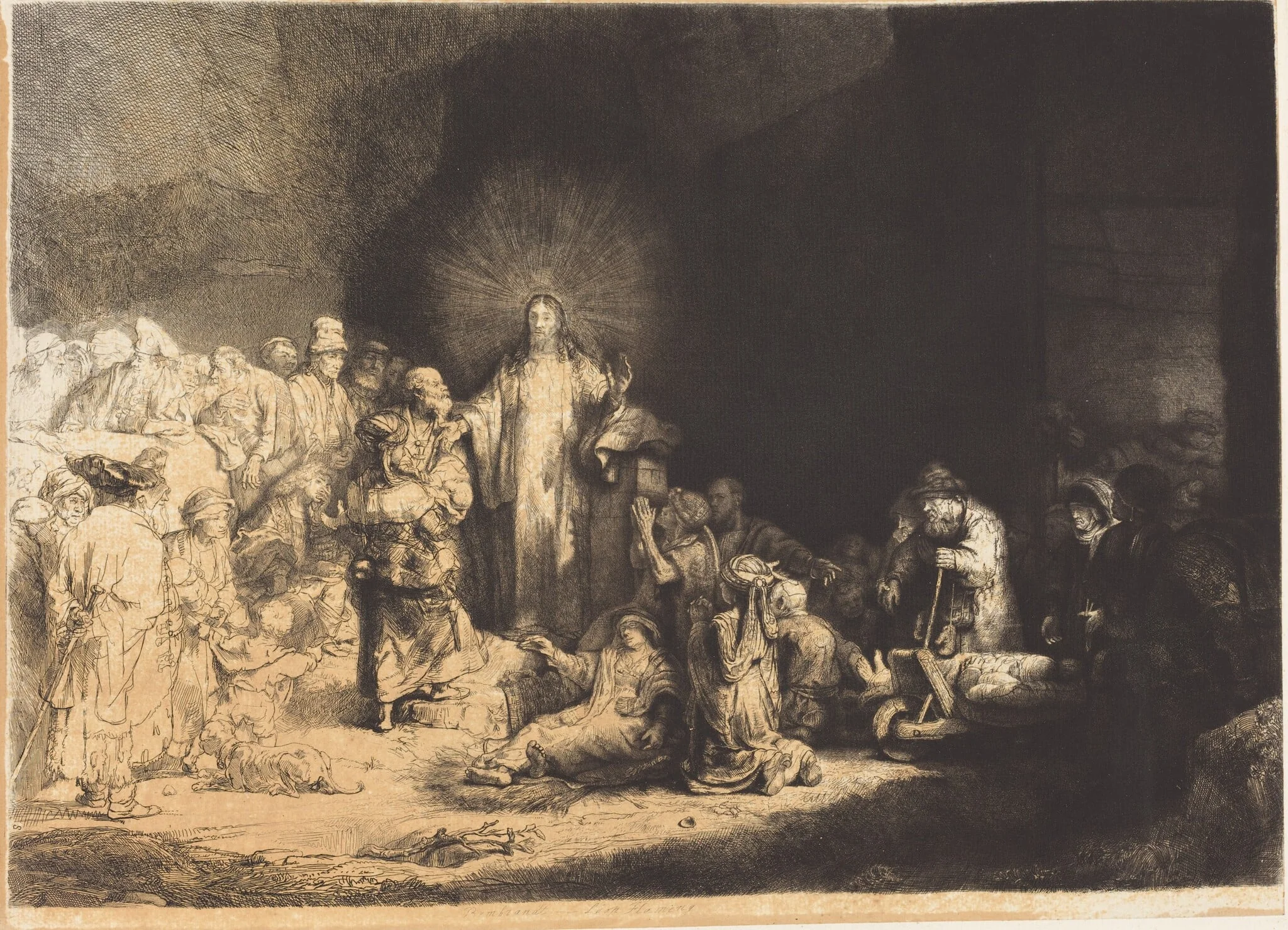 Christ Preaching (The Hundred Guilder Print), detail