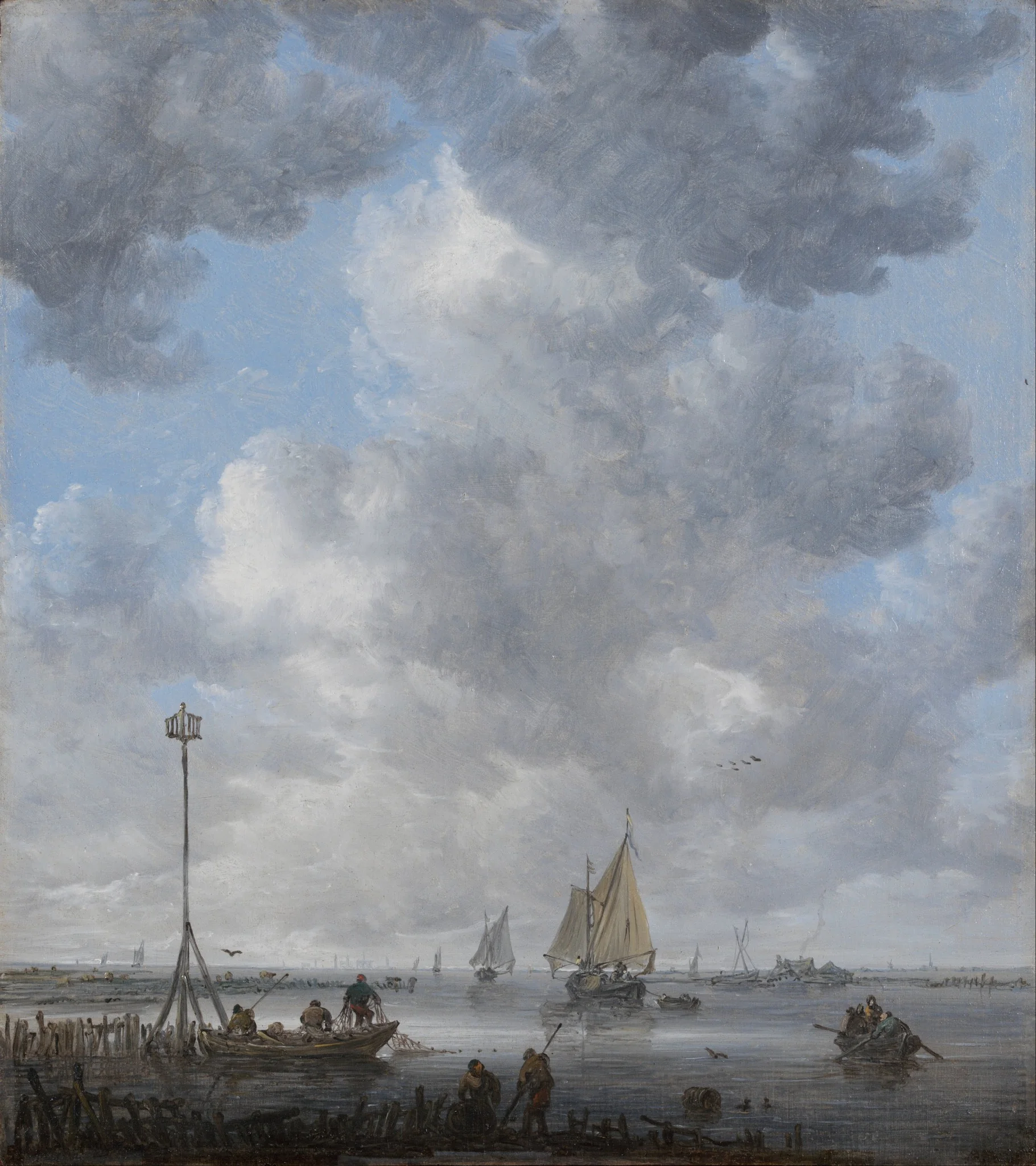 Seascape with fishermen, detail