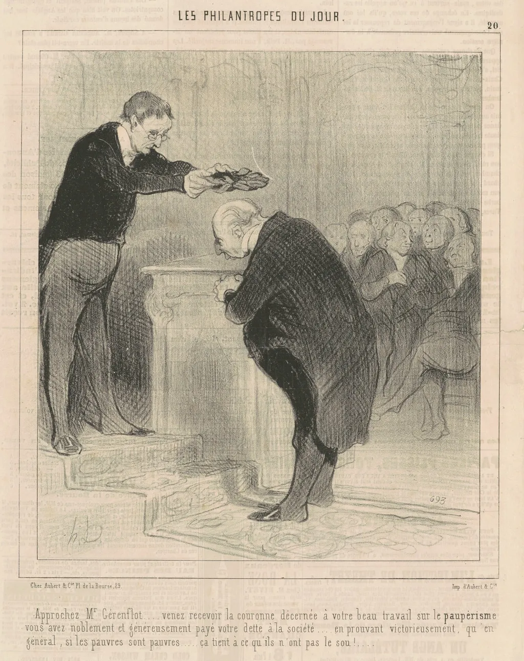 Approchez M. Gérenflot ... venez recevoir ..., by Honoré Daumier, ink, 1844