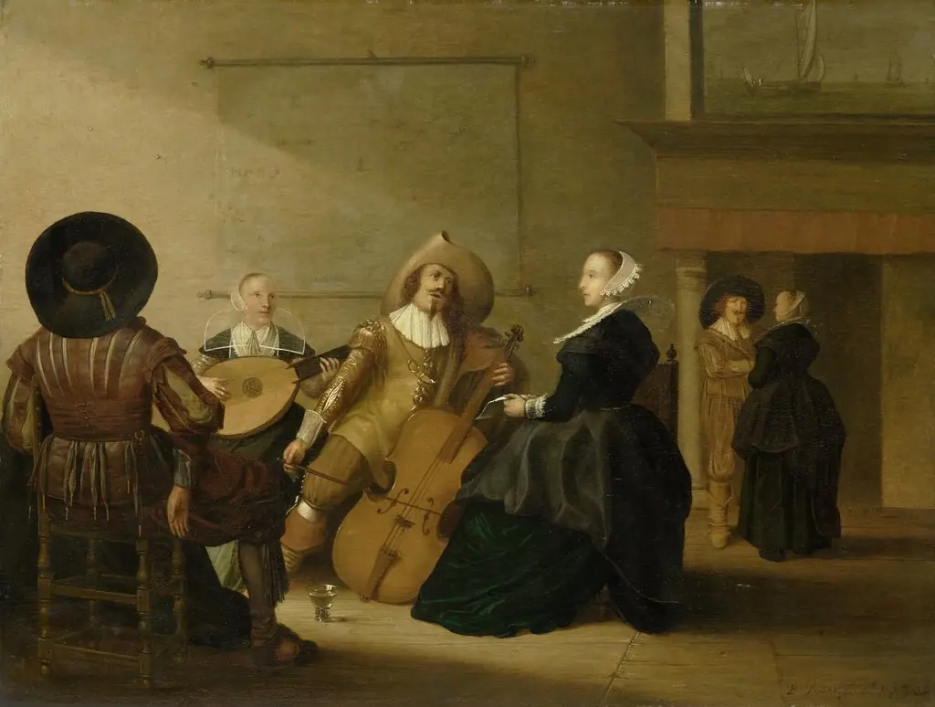 A musical company in an interior, by Pieter Symonsz Potter, oil, 1630