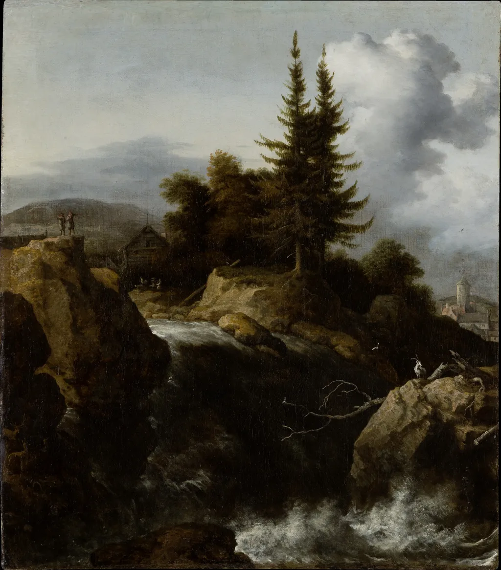 Landscape with Waterfall, by Allart van Everdingen, oil, 1655
