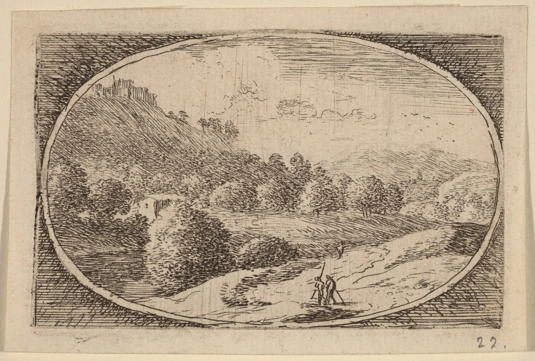 Two Men Carrying Staffs, detail