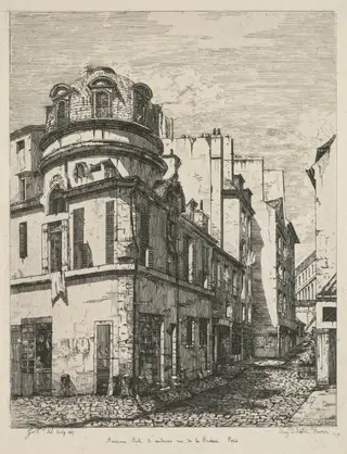 Eaux-Fortes sur le Vieux Paris: Ancienne école de médecine rue de la Bûcherie (Etchings of Old Paris: Former Medical School, rue de la Bucherie), by Gabrielle Niel, 1865