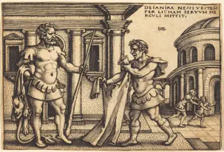 Lichas Presenting Nessus' Tunic to Hercules, by Sebald Beham, ink, 1545