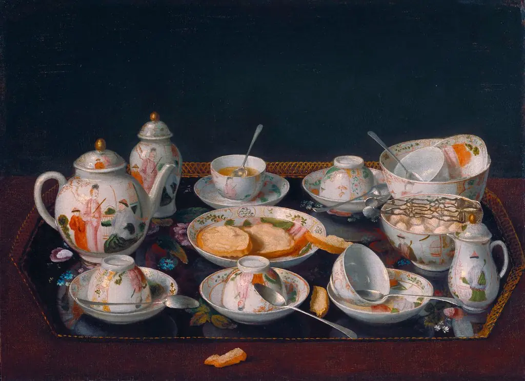 Still Life: Tea Set, by Jean-Étienne Liotard, oil, 1727