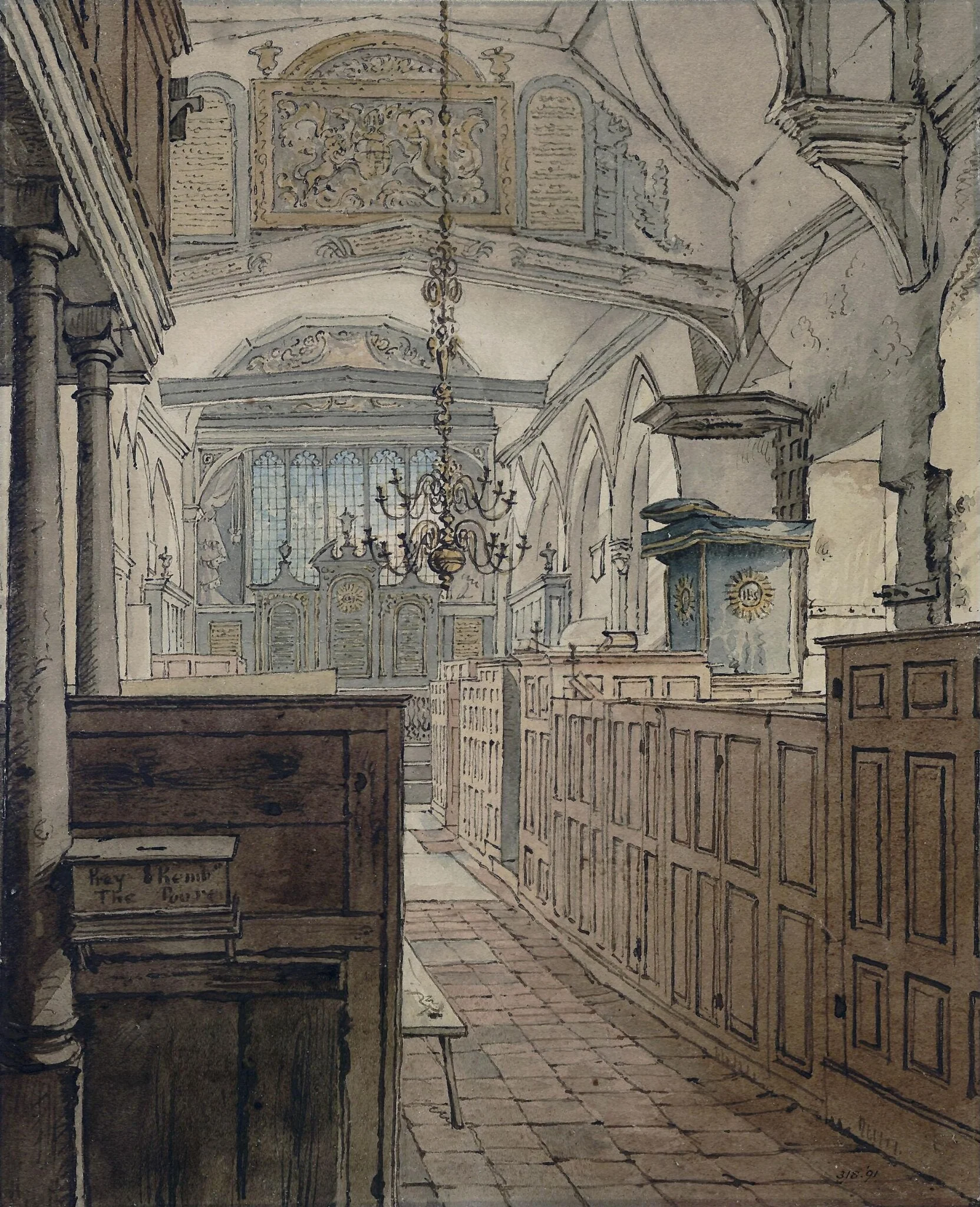 Interior of an old church, detail