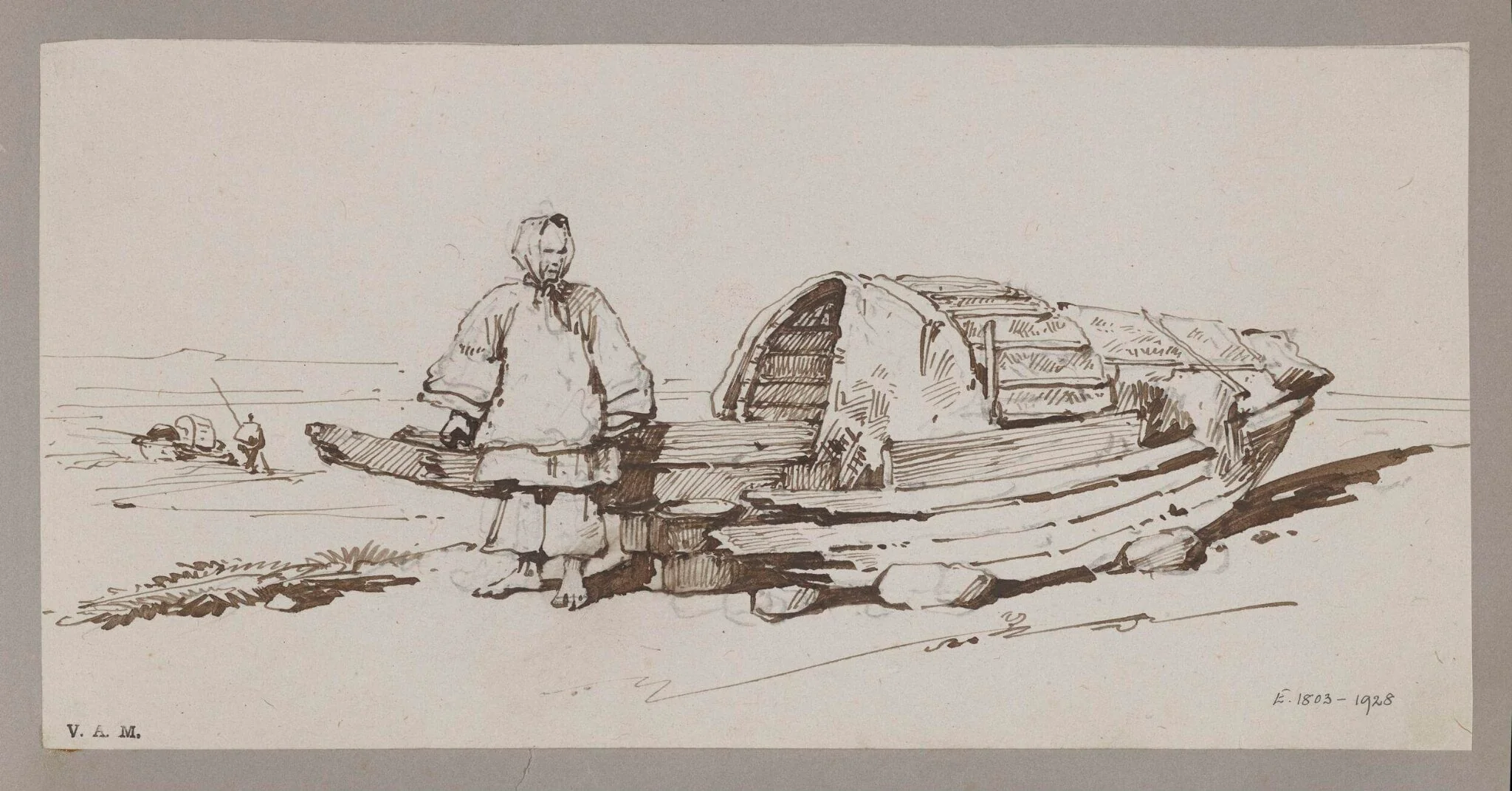 Broken Tanka boat on the shore, detail