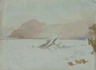 Landscape with mountains, by Marchioness of Waterford Louisa Anne, watercolor, 1850