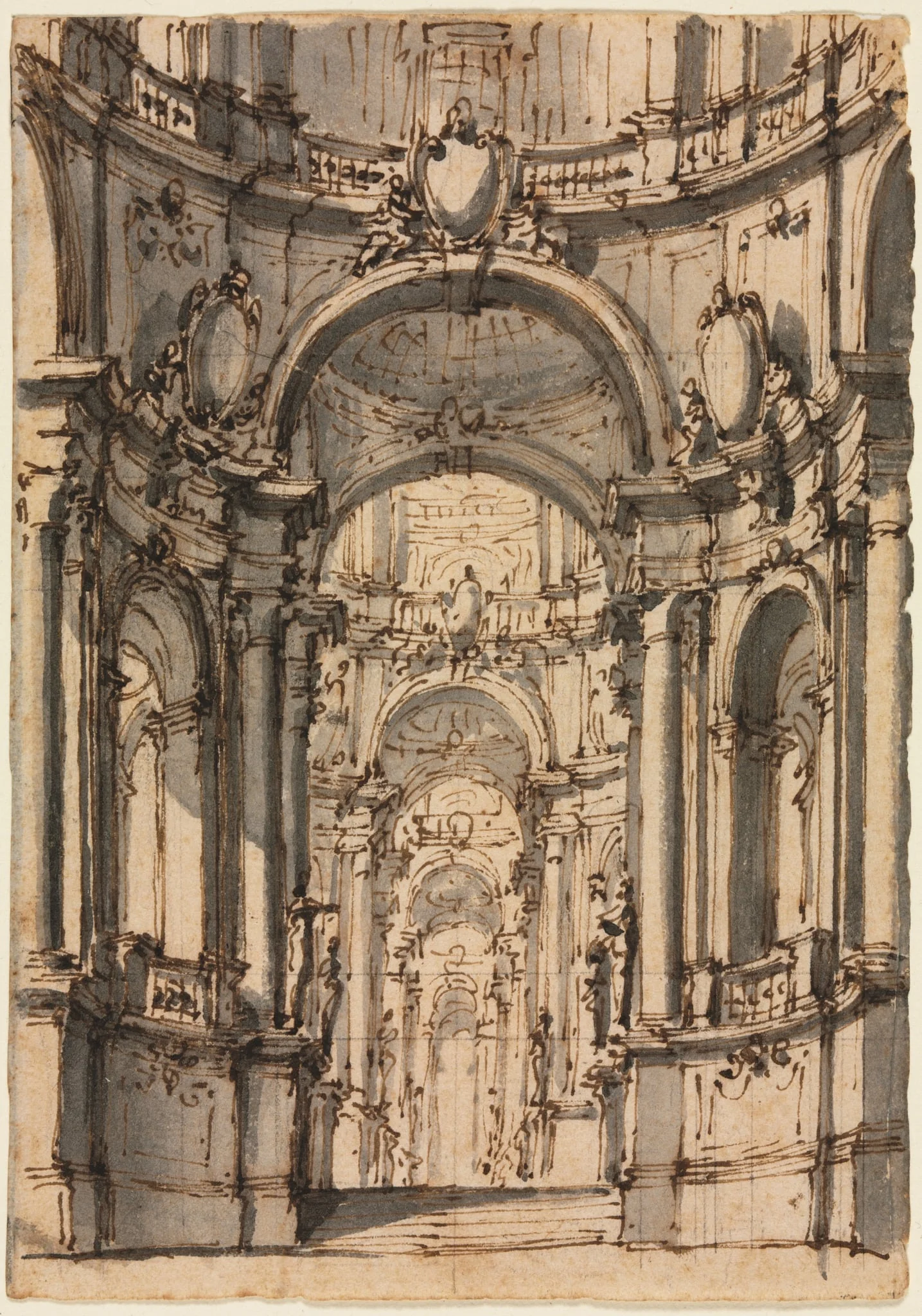 Design for a Stage Set: Interior of a Palace with Arcades, detail