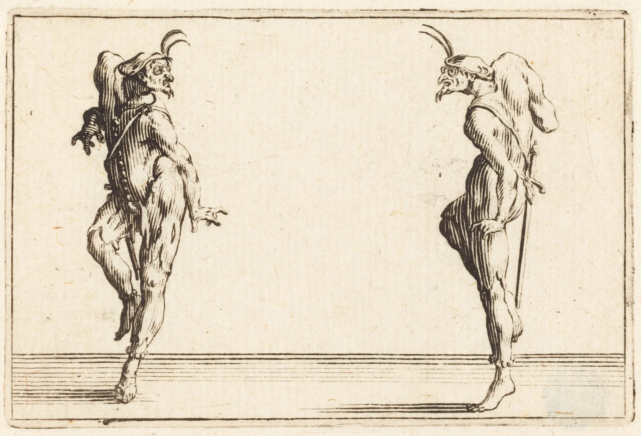 Two Pantaloons Dancing, detail