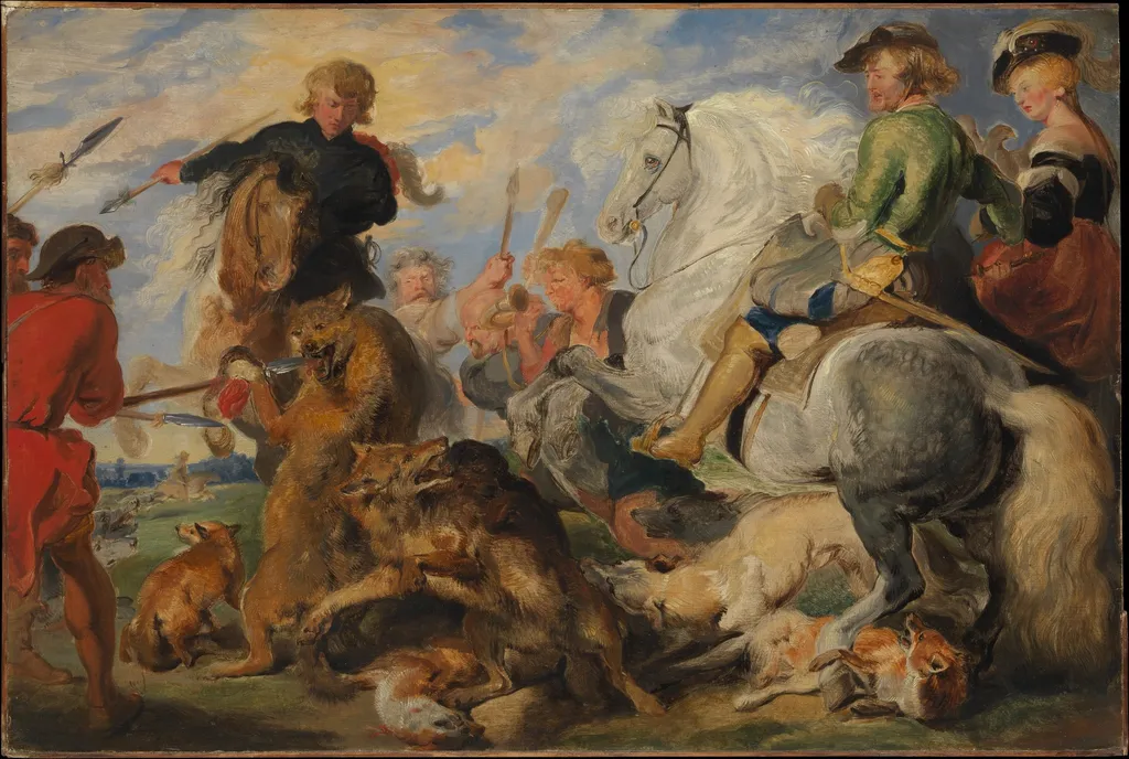 Copy after Rubens's "Wolf and Fox Hunt", by Edwin Landseer, oil, 1824