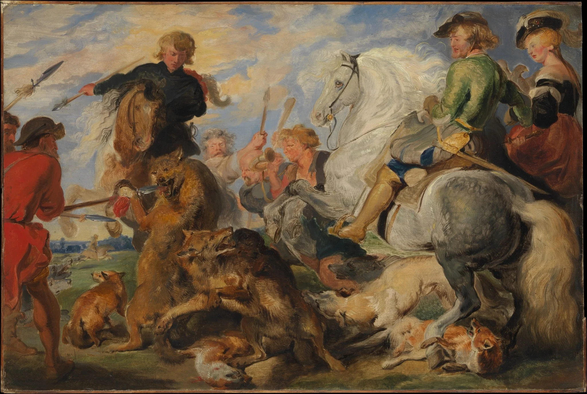 Copy after Rubens's "Wolf and Fox Hunt", detail