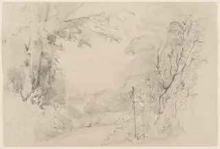 Sketch of landscape with trees, by Marchioness of Waterford Louisa Anne, 1850