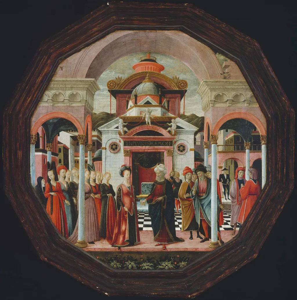 The Meeting of Solomon and the Queen of Sheba; Cherub Holding Cornucopias of Cherries (recto and verso), by Francesco del Cossa, unspecified