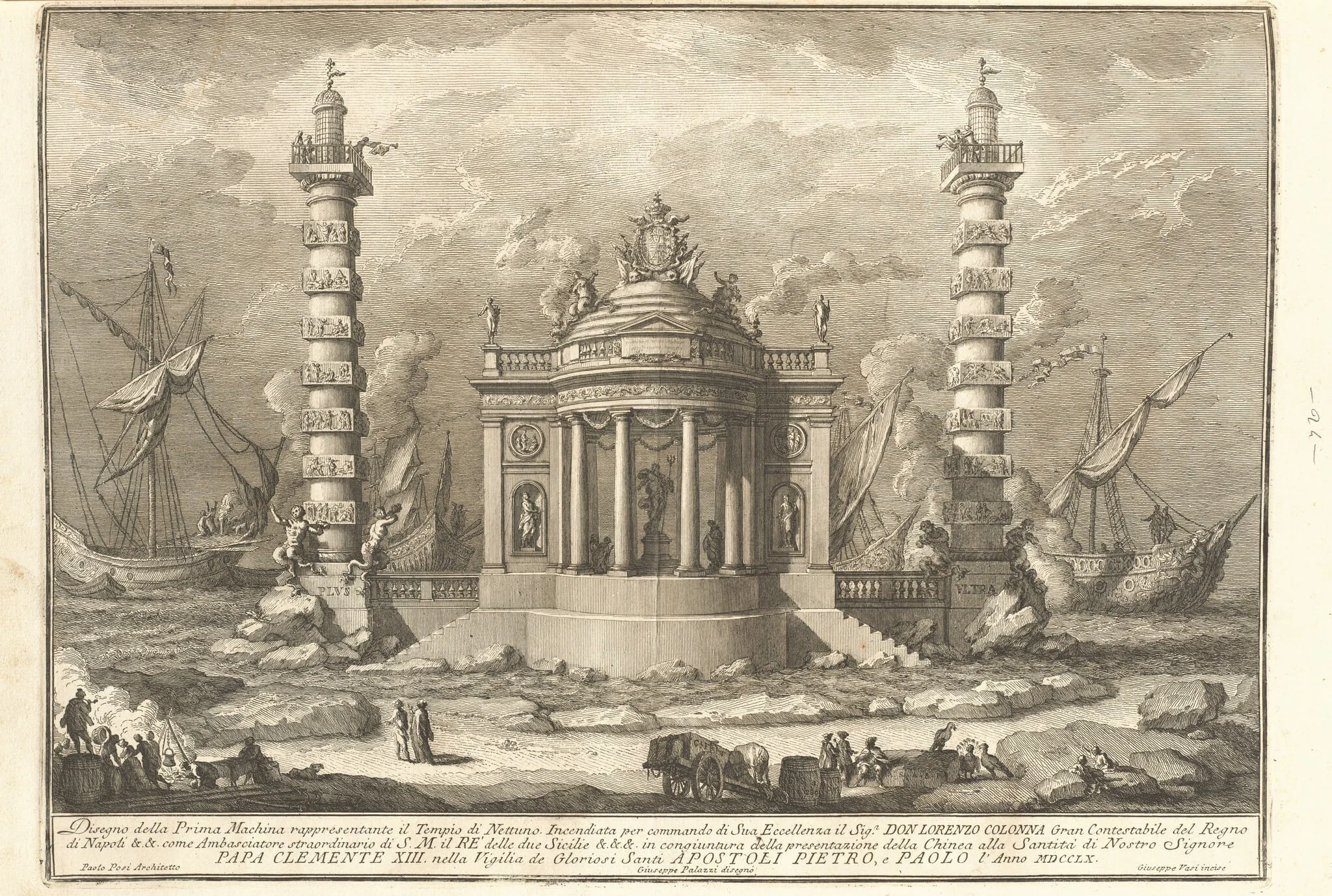 The Prima Macchina for the Chinea of 1760: The Temple of Neptune, detail