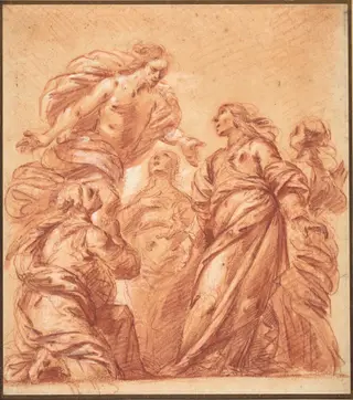 The Women at the Sepulchre with Christ of the Noli me Tangere, by Ercole il Giovane Procaccini, gouache, 1654