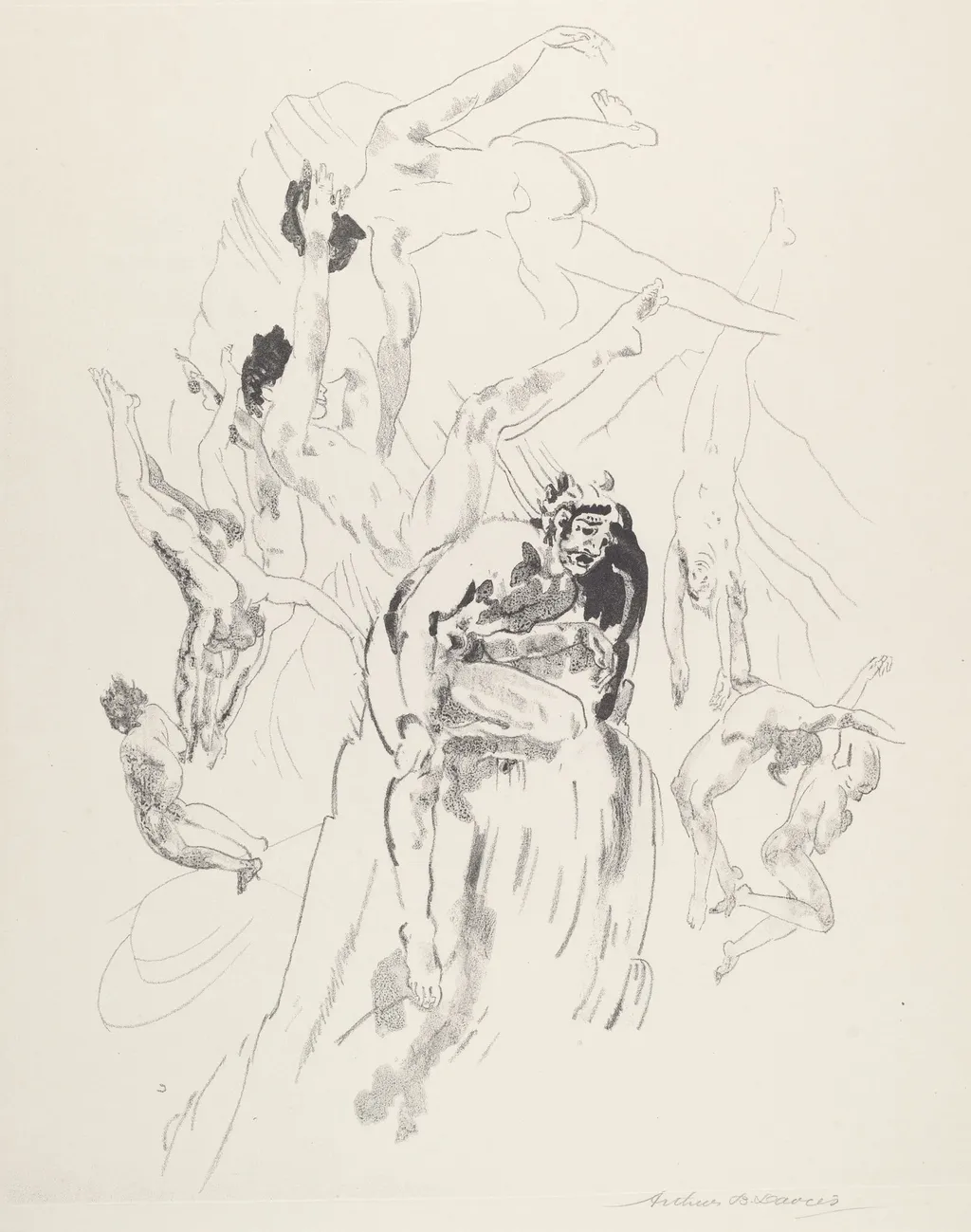 Bird Men, by Arthur B. Davies, ink, 1920