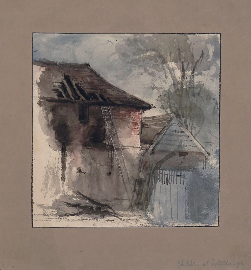 After the fire at Tyttenhanger, by Marchioness of Waterford Louisa Anne, watercolor, 1864