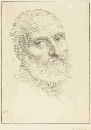 Study for Head of a Man (Etude de tete d'homme), by Alphonse Legros, ink, 1874