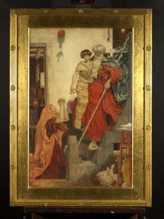 Elijah restoring the widow's son, by Ford Madox Brown, watercolor, 1868