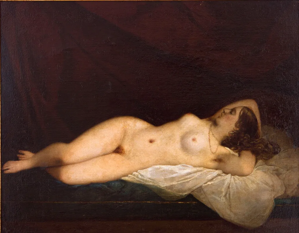 Oriental Odalisque, by Raymond Monvoisin, oil, 1850