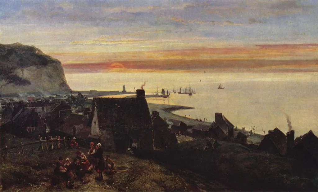 Étretat Harbor, by Johan Jongkind, oil, 1852