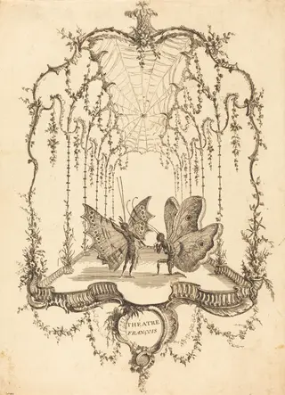 Théâtre Français (French Theater), by Charles Germain de Saint-Aubin, ink, 1756