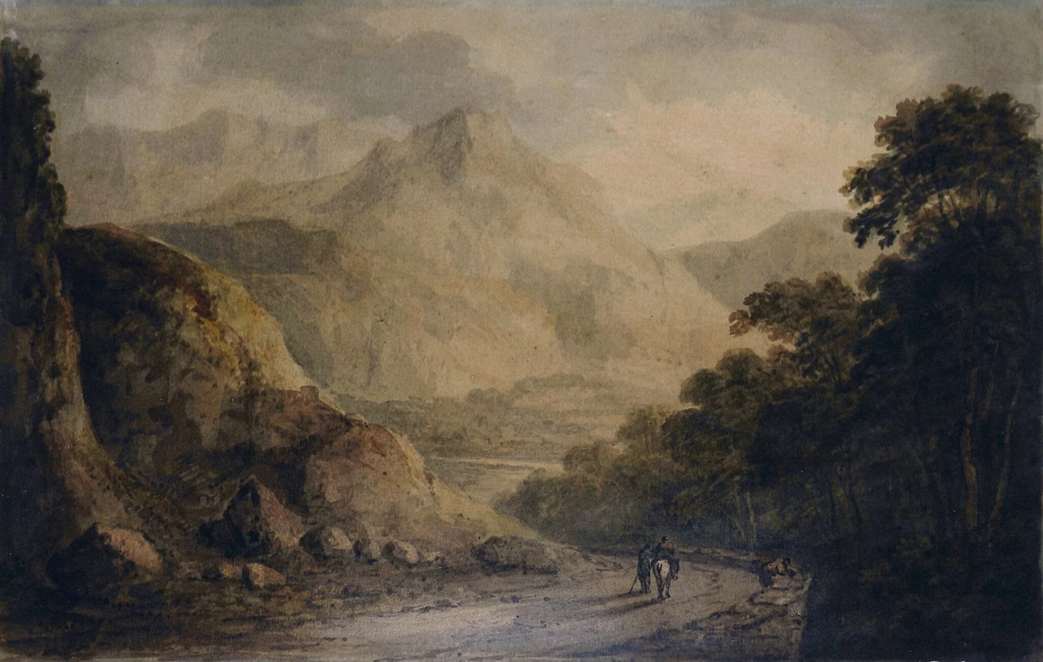 Road leading to Pont Aberglaslyn: View looking into the Vale of Festiniog, North Wales, detail