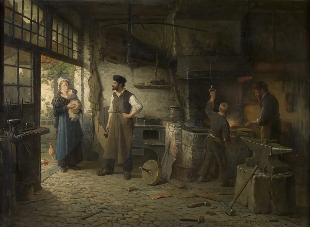 The Shoeing-Smith, by Adriaan De Braekeleer, oil, 1890