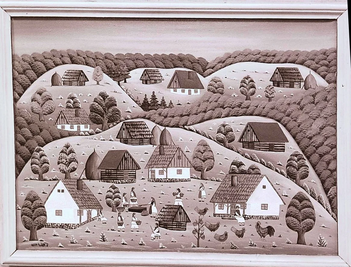 Sequences from the Village Museum, naive painting by Petru Mihuțe - The Magiunul’s Fate (1988), detail
