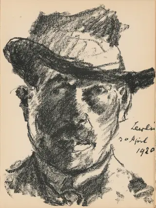 Selbstbildnis (Self-Portrait) from Deutsche Graphiker der Gegenwart (German Printmakers of Our Time), by Lovis Corinth, ink, 1920