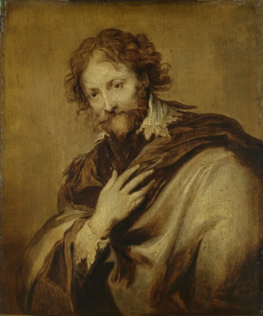 Portrait of a man, identified as Peter Paul Rubens (1577-1640). Painter and diplomat, by Anthony van Dyck, oil