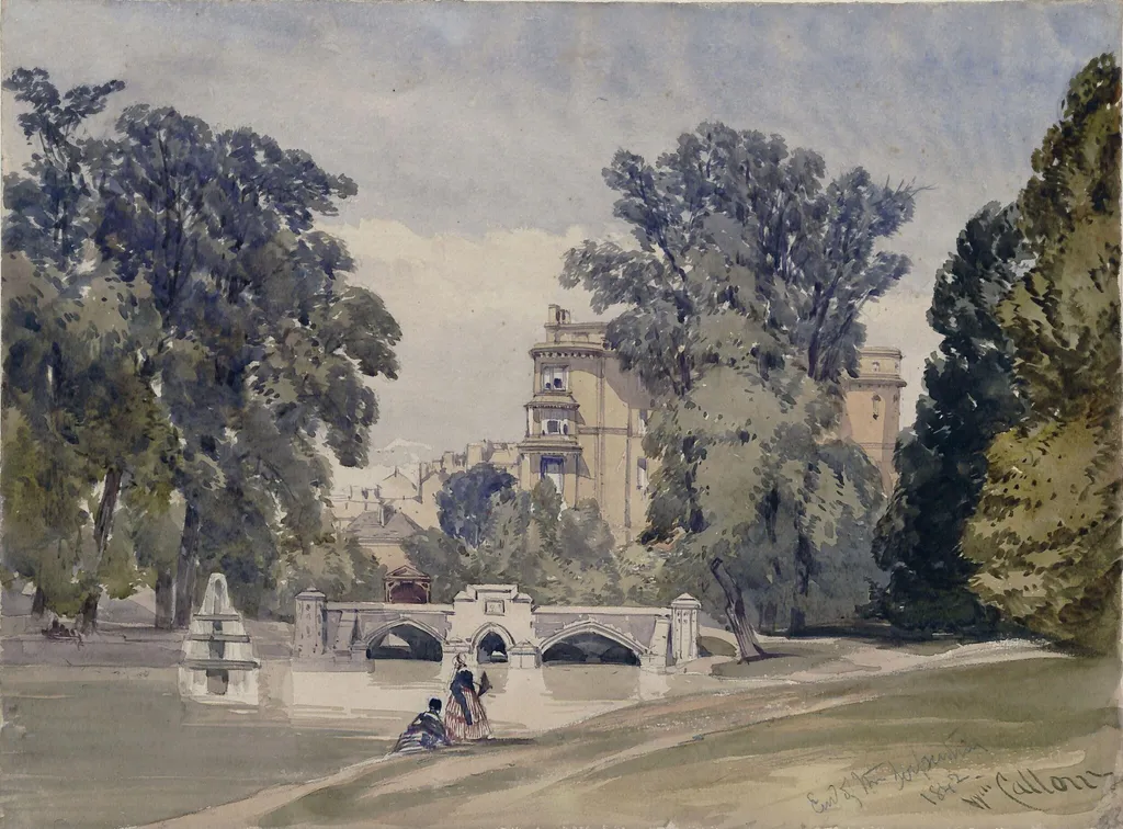 West end of the Serpentine, Kensington Gardens, by William Callow, watercolor, 1843