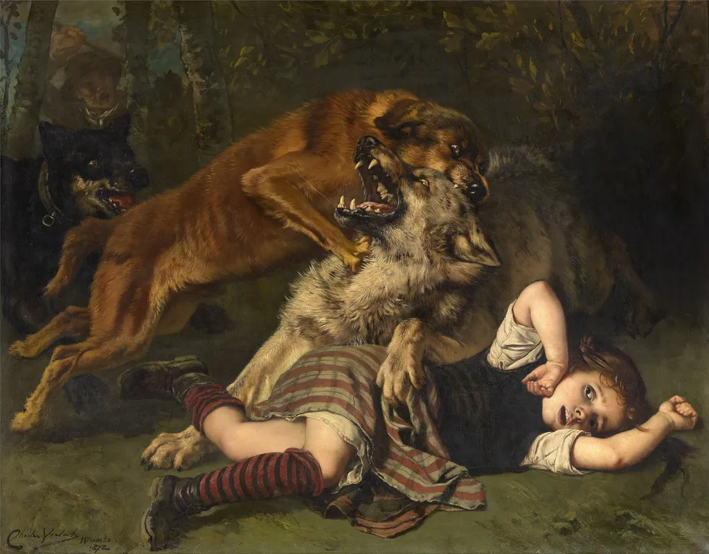 Help in Time, by Charles Verlat, oil, 1872