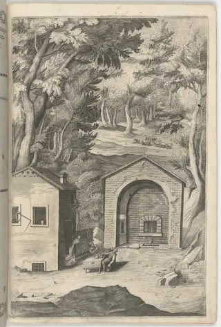 Spring of Saint Francis (Fonte di San Francesco) [plate B], by Jacopo Ligozzi, ink, 1612