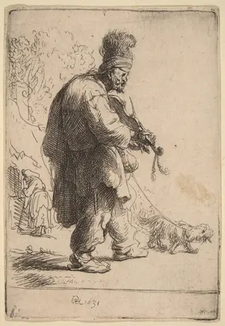 The Blind Fiddler, by Rembrandt van Rijn, ink, 1631